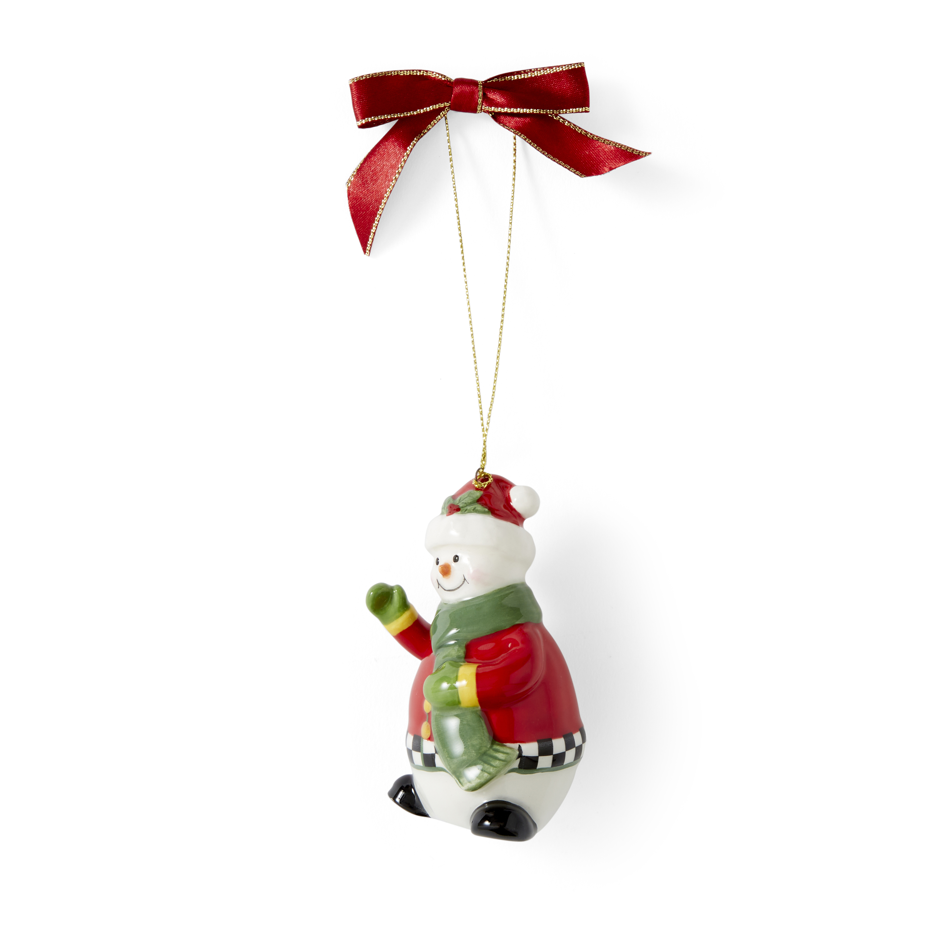 Christmas Tree Black and White Snowwoman Ornament image number null